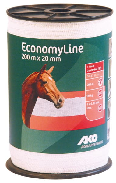 Taśma ogrodzeniowa ECONOMY 200 m x 20 mm biała  AKO - Cavalo